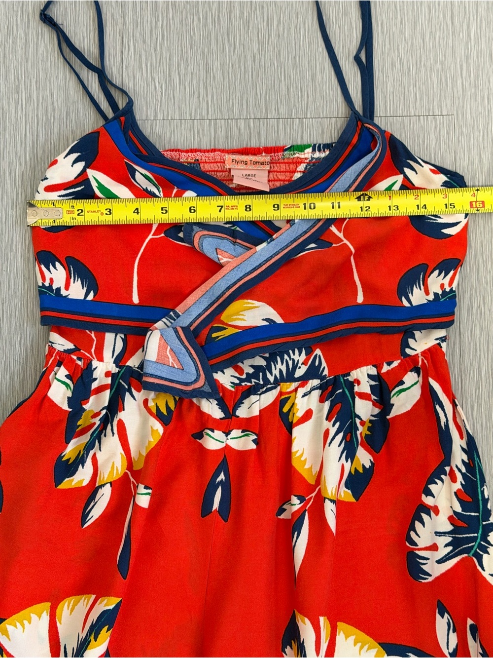 Flying Tomato Tropical Floral Wide Leg Jumpsuit Large Cutout Tie Front Red Boho - Picture 6 of 11